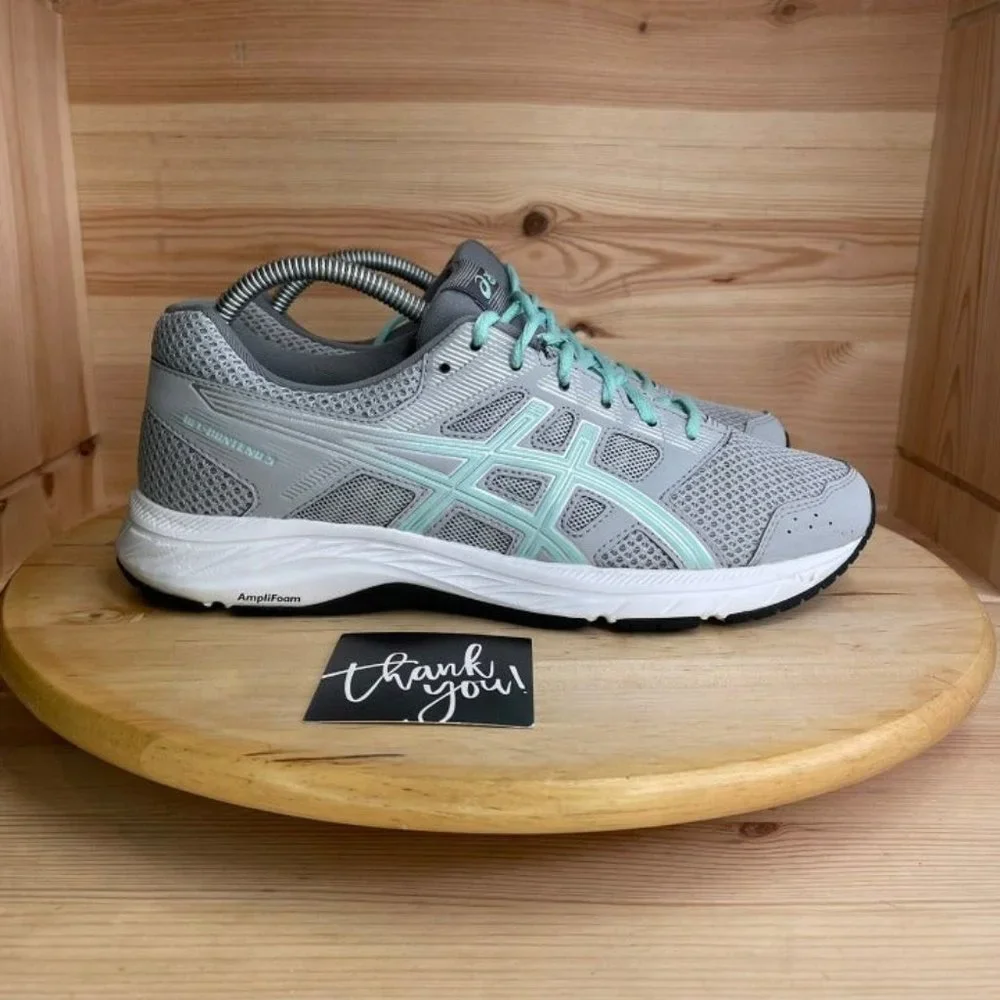WMs ASICS Gel Contend 5 Light Gray AmpliFoam Athletic Shoe Size 9